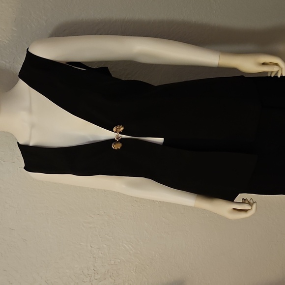 Vtg ANNA 1970s Black Long Sleeveless Concho Vest - Picture 3 of 7